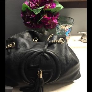 Authentic Black Gucci Soho Chain Handbag